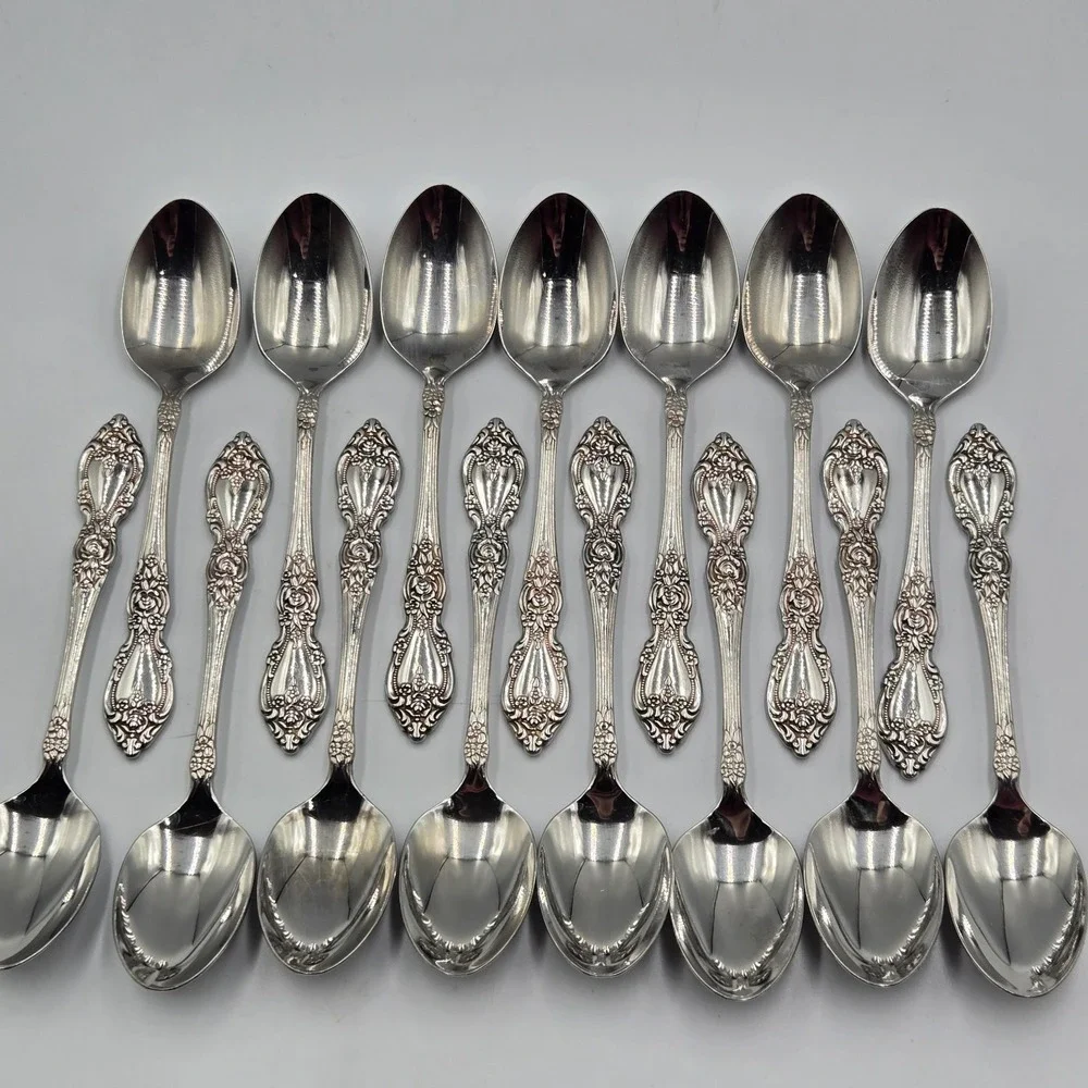 Vtg Oneida‎ USA Wordsworth Brahms Flatware Rose Daisy Spring Bouquet 15 Spoons